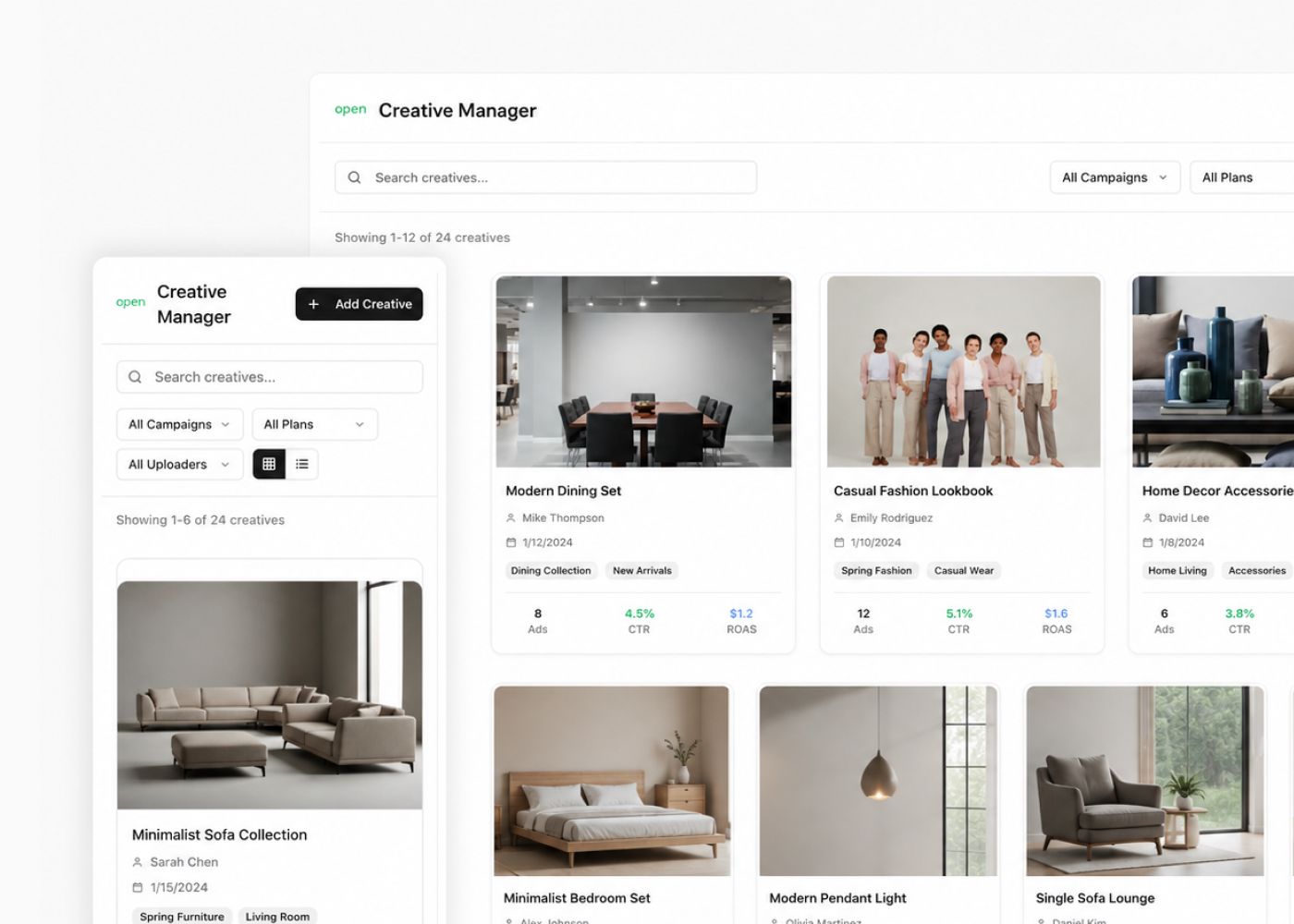 Creatives management UI