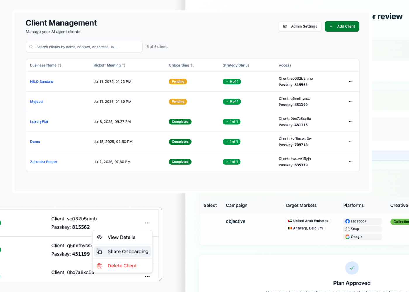 Client management system